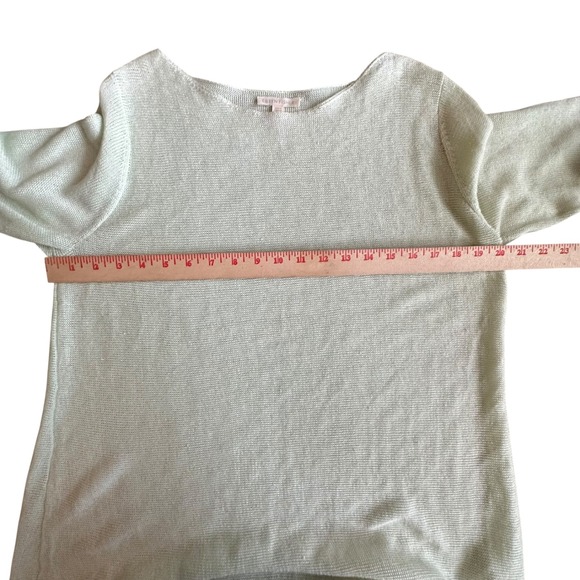 Eileen Fisher Sweater Large Pale Green Organic Linen Knit Tunic Top Long Sleeve - Picture 5 of 9